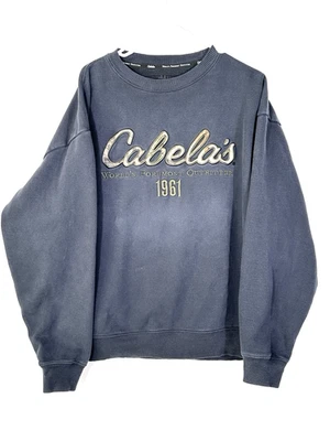 Suéter Cabelas Para Hombres XL Negro Gris Logo Script Spellout Caza Exterior Foto 1 de 4