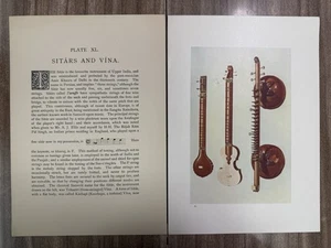 Alfred J Hipkins color Lithograph print titled PLATE XL. SITÁRS AND VÍNA. - Bild 1 von 10