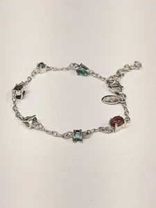 TGGC 925 Sterling Silver Bracelet 6 Gemstones Hallmarked Girls Bracelet - Picture 1 of 8