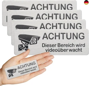 4 Stück Videoüberwachung Schilder, Achtung Videoüberwachung Schild Pr - Bild 1 von 7