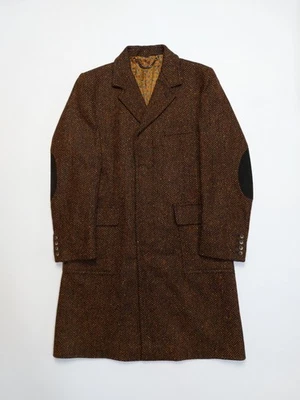 New & Lingwood (40R) Elbow Patch Tweed Wool Overcoat woven by John Hanly - Image 1 of 4