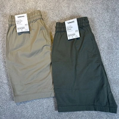 Sonoma 7” Pull-On Cintura Elástica Elastizada Verde Oliva Caqui Hombres XS Lote de 2 Nuevos Foto 1 de 4