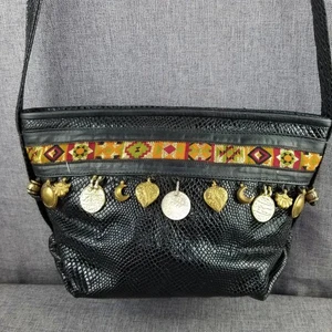 Park Avenue Int. de colección Cartera de Cuero Negra Boho Gitana Moneda Dije Bolso Hecho en EE. UU. - Imagen 1 de 11