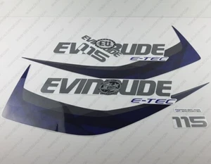 Evinrude 115 hp ETEC V4 2015 outboard engine decals sticker blue set White Cowl - Picture 1 of 11