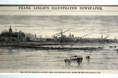 Impresión artística mate Trenton Nueva Jersey 1878 de PENNSYLVANIA SHORE DELAWARE RIVER Foto 1 de 4