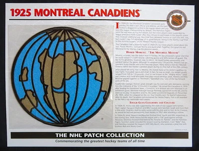 1925 MONTREAL CANADIENS Willabee Ward NHL THROWBACK HOCKEY TEAM LOGO PATCH Card - Image 1 of 2