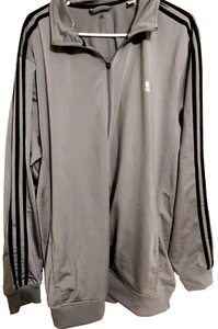 Adidas Track Jacket 3-Stripes Mens Solid Grey/Black 2XL Zip Waist and Wrist Hugs - Picture 1 of 5