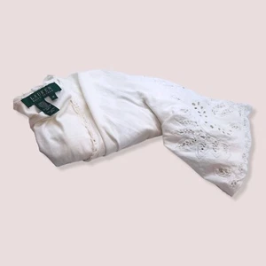 MED Ralph Lauren White Eyelet Embroidery Cotton Short Sleeve Shirt Blouse Womens - Picture 1 of 11