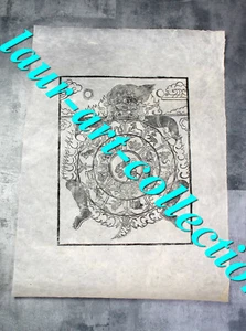 GRAVURE A ENCRE DE CHINE SUR PAPIER JAPON, DE RIZ, WASHI DIVINITE HINDOU 26x33cm - Picture 1 of 1