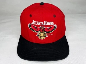 Vintage New Era NBA Atlanta Hawks Basketball Snapback Cap Hat Red USA - Picture 1 of 9
