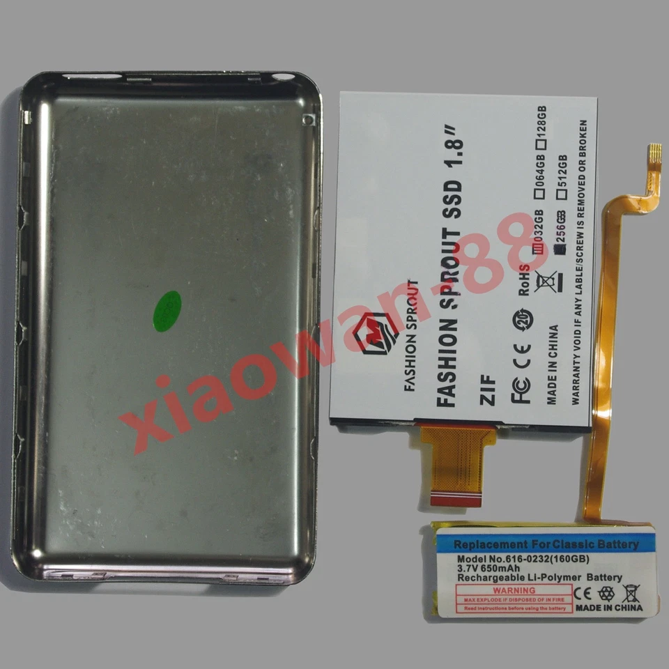 For iPod classic & video 256GB 1.8“ CE SSD + case + battery for MK1634GAL repair - Image 1 of 1