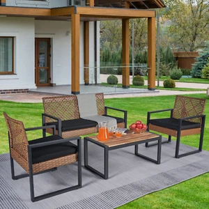 4-Piece Patio Furniture Set Outdoor Balcony Porch Garden Backyard Lawn Furniture - Picture 1 of 20