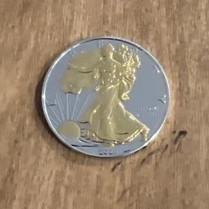 2020 - American Silver Eagle - 24K Gold Gilded - Double Sided Proof Like : - Picture 1 of 6