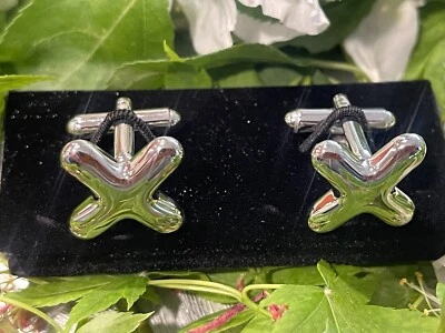 Cuff-Daddy Cufflinks Timeless X Marks the Spot in Silver NEW NO BOX - Image 1 of 4