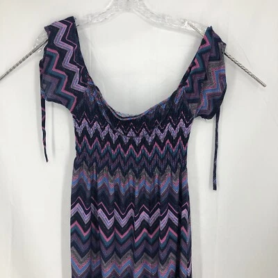 Vestido Christina Love Rosa Azul Púrpura Chevron Manga Corbata Calado Pequeño Foto 1 de 4