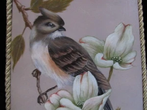 Auténtica PINTURA DE FLORES DE PÁJARO Irene Benson Bellas Artes FIRMADA CON BORLAS - Imagen 1 de 9