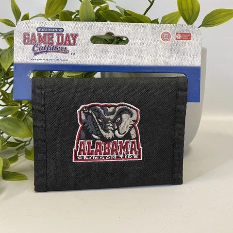 University of Alabama Wallet Hook & Loop Black Embroidered Logo New Crimson Tide Cover