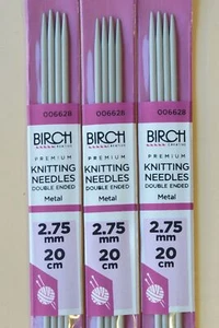 2.75mm BIRCH 20cm length Premium Double Point Knitting Needles - Picture 1 of 1