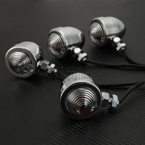 4x Chrome Heavy Duty Motorcycle Turn Signals Indicator Blinkers Lights Universal - Picture 1 of 8