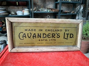 Old Vintage Original Cavender's Ltd. Cigarettes Adv. Litho Tin Box Sign Framed - Picture 1 of 6
