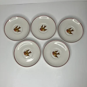 Villeroy & Boch Le Cirque Porcelain Set of 5 Robin Bird Saucers Le Cirque - Picture 1 of 11