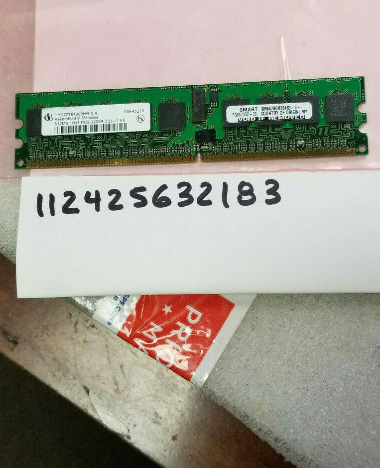 512MB DDR2 DDR2-400 400 SINGLE RANK PC2-3200R 1RX8  240PIN  RDIMM ECC REG  - Image 1 of 1