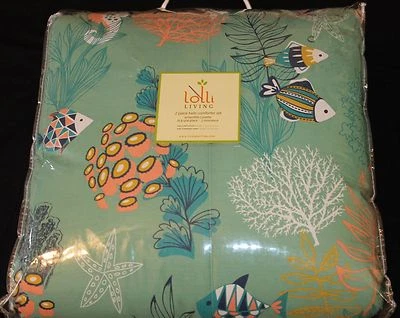 Juego de edredón doble Lolli Living Reef 2 piezas océano mar peces caballito de mar ropa de cama para niños Foto 1 de 4