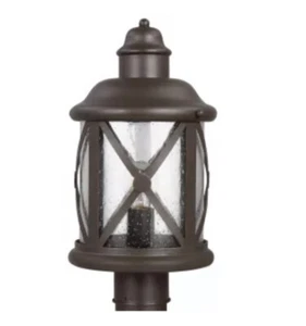 New! Sea Gull 8221401BLE-71 Lakeview 1 Light Outdoor Post Mount Antique Bronze - Picture 1 of 4
