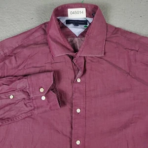 Tommy Hilfiger Shirt Mens 16.5 Burgundy Dress Button Up Long Sleeve * - Picture 1 of 7