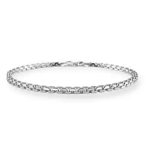 925 ITALY Sterling Silver Diamond Cut 2.75mm Box Chain Men's Bracelet 8” - Picture 1 of 5