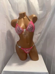 NPC  32B  CUP Pink Hologram  Competition Bikini Posing Suit Brand New Never Worn - Picture 1 of 4