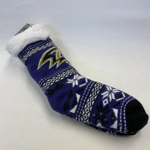Baltimore Ravens Women's Foco Tall Footy Slippers Size 6-10 Non Skid / NEW Cover