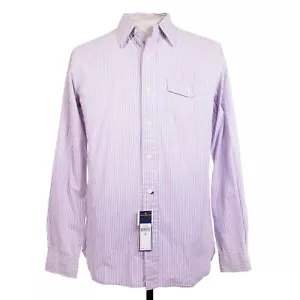 Polo Ralph Lauren uomo S viola righe LS camicia davanti con bottoni nuova con etichetta - Foto 1 di 9