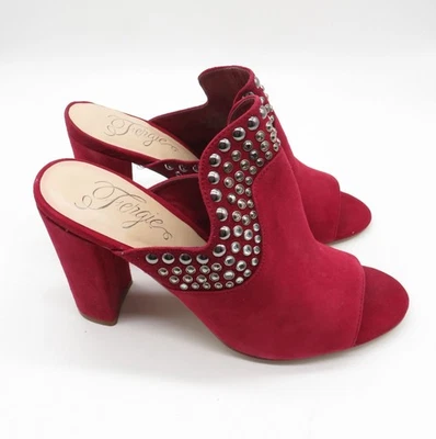 Zapatos para mujer Fergie de gamuza roja con tachuelas punta abierta tacón bloque talla 11 nuevos sin etiquetas Foto 1 de 4