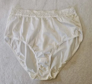 Fruit of the Loom slip donna taglio alto taglia 7 bianco nylon pizzo vita - Foto 1 di 6