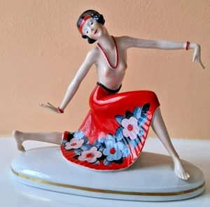 Art deco Dancing Lady Figurine by Hertwig of Katzhutte model 7729 - Picture 1 of 5