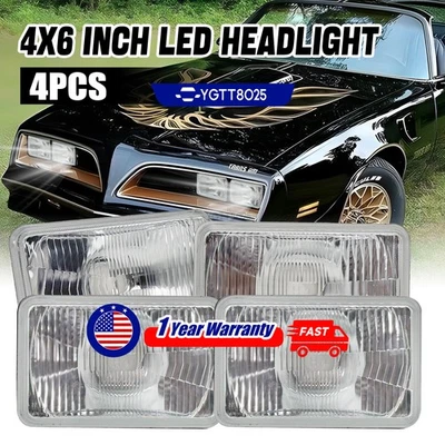 Faros LED cuadrados para Ford Mustang 1979-1986 DOT 4x6" carcasa haz alto/bajo 4x Foto 1 de 4