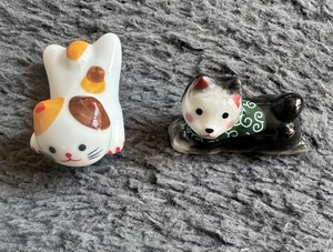 Shiba Inu And Cat Porcelain Chopstick Rests 2"L Excellent Condition - Picture 1 of 6
