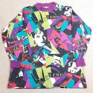 Vintage Versace FW91 Allover Print Mockneck Unisex T Shirt (READ) - Picture 1 of 12