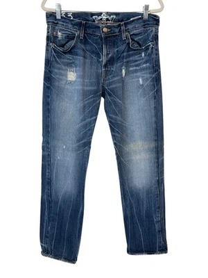 Jeans Arroz Esmeralda Talla 33 J Denim Estándar Envejecido Pierna Recta Azul Retro Foto 1 de 4