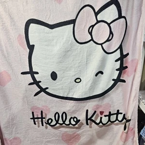 Hello Kitty Soft Blanket Pink With Hearts Twin Size New Without Tags 60x80" - Picture 1 of 3