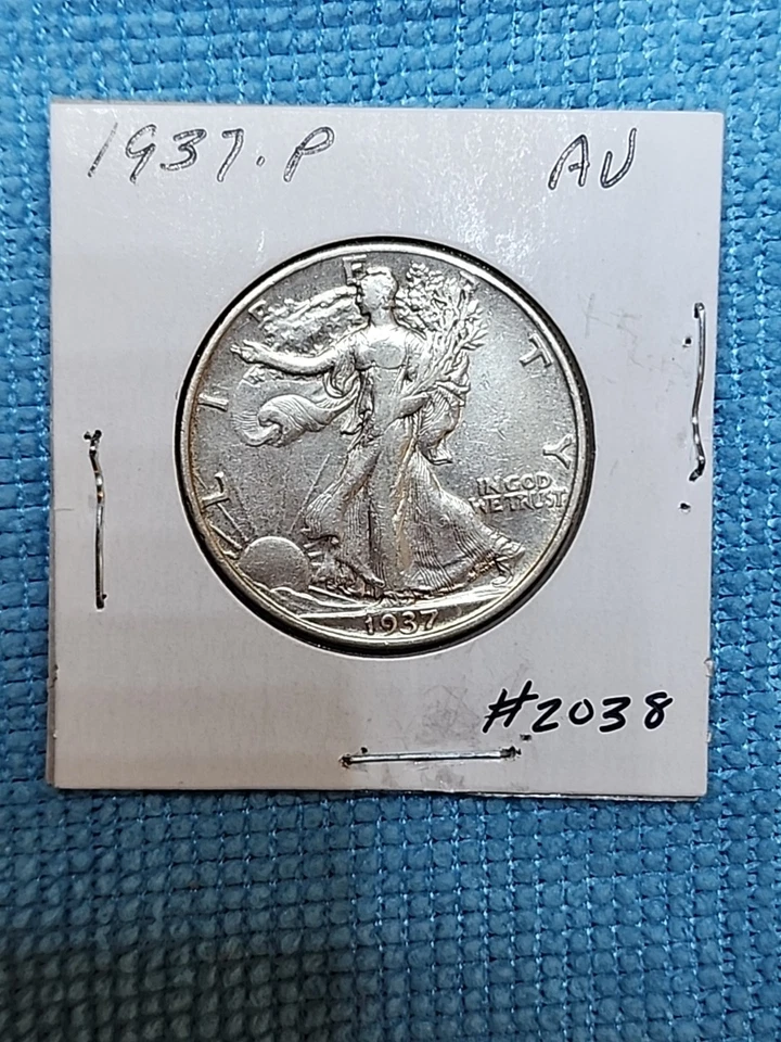 1937 P Walking Liberty Silver Half Dollar ■ AU ■ #2038 - Image 1 of 4