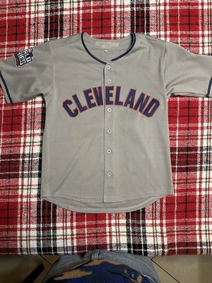 Majestic Cleveland Indians Grey Baseball Jersey Size XL Kids Youth MLB 2016 - Image 1 of 4