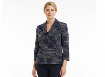 Chaqueta Blazer Jones New York Botón Frontal Talla 14 Azul Blanco Mujer Nueva Con Etiquetas Foto 1 de 4