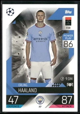 2022 TOPPS UEFA CHAMP LEAGUE MATCH ATTAX ERLING HAALAND MANCHESTER CITY FC #27 - Image 1 of 2