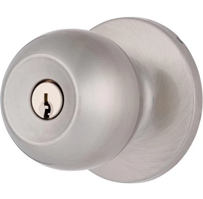 BRINKS Transitional Keyed Entry Door Knob - Satin Nickel Exterior Door Lock Set Foto 1 de 2