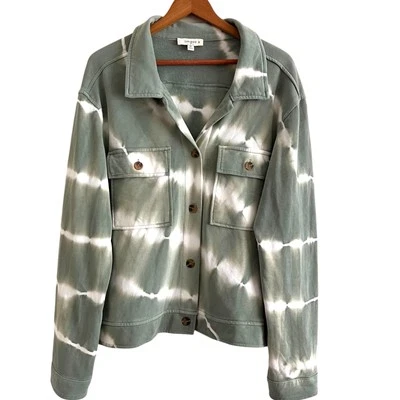 Chaqueta de Camionero UMGEE Para Mujer Tejida Tie Dye Talla 1X Verde Salvia Boho Festival Hippie Foto 1 de 4