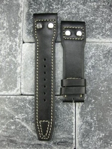Cinturino orologio stile rivetto in pelle di vitello nero 20 mm per IWC Pilot Portugieser - Foto 1 di 5