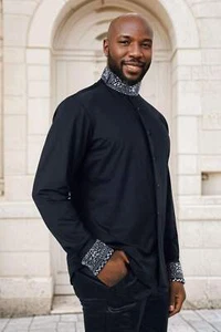 Barabas Men's Turtleneck Rhinestones Collar Long Sleeve Shirts 4BR411 - Picture 1 of 37