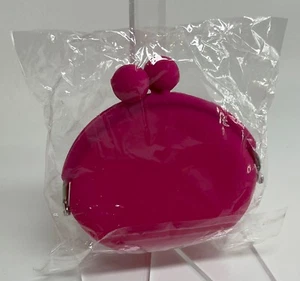 Bolsa de Goma para Monedas Kisslock Snap Fushia Rosa Cartera Monedero Nuevo - Imagen 1 de 4